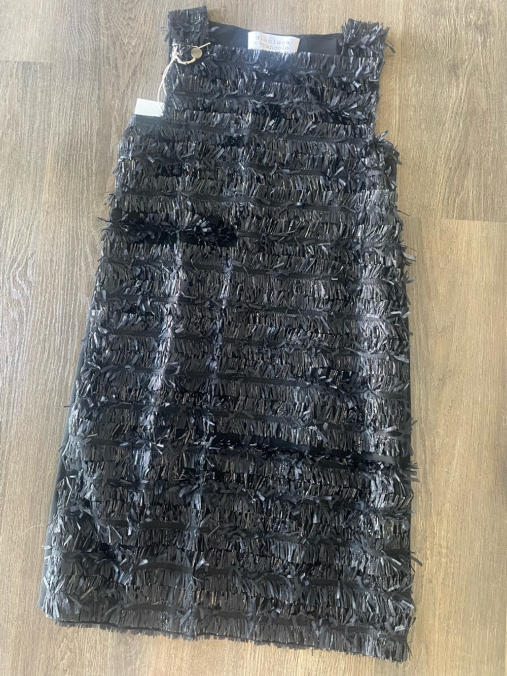 Black Fringe Midi Skirt gianluca capannolo